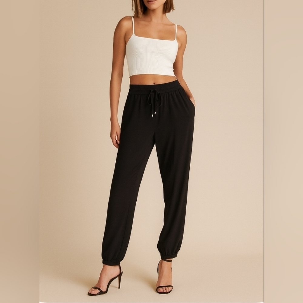 Express Black Drawstring Jogger Pants – Comfy Sleek Fit Size L - Picture 4 of 13